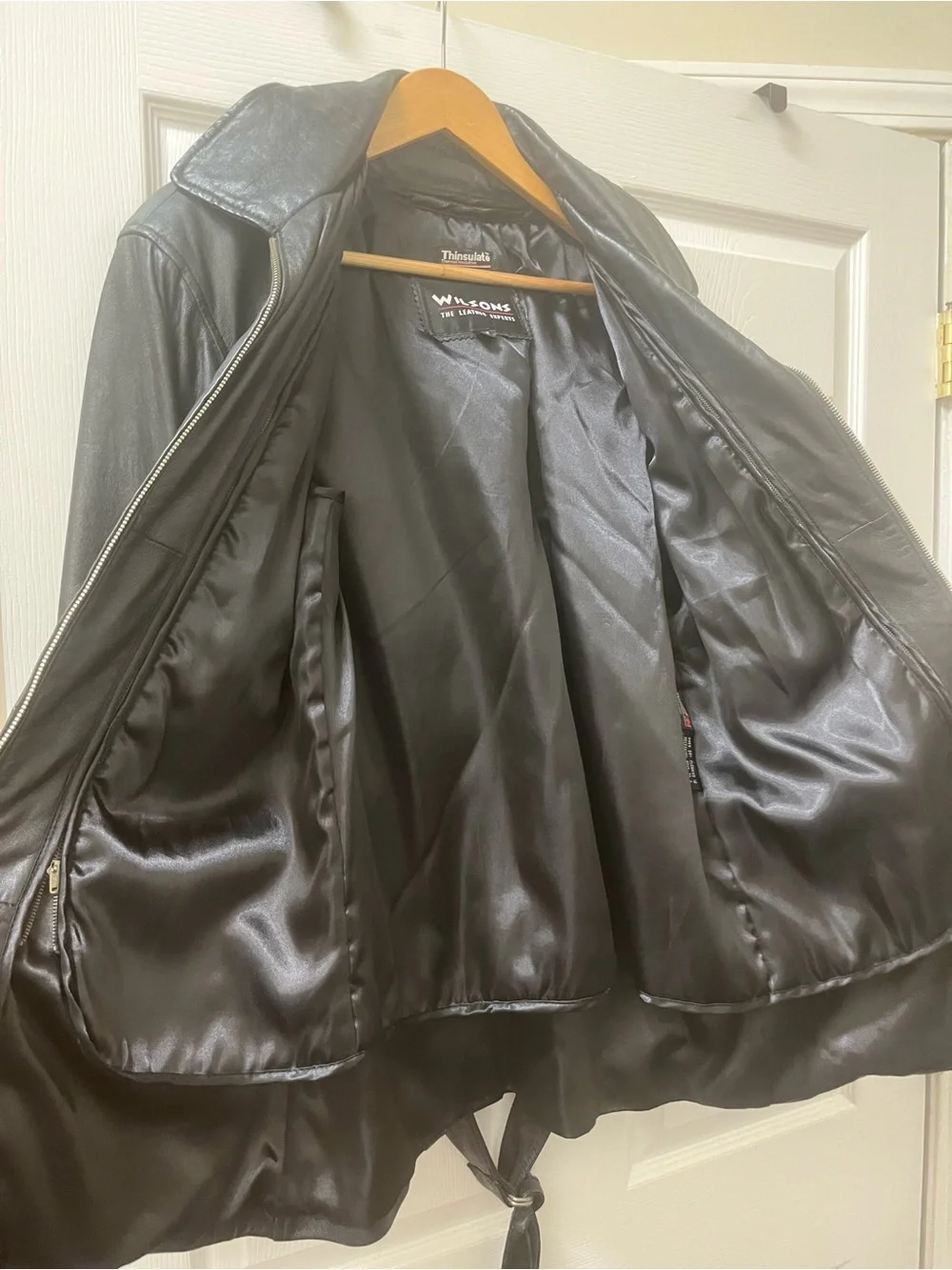 Wilsons Leather Black Men's Leather Mid-Length Jacket